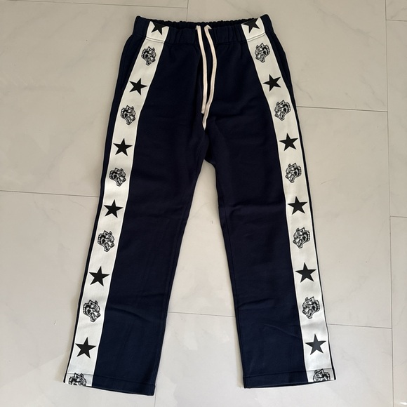Darc Sport Navy Track Pants with Star and Logo Stripes - Picture 1 of 3